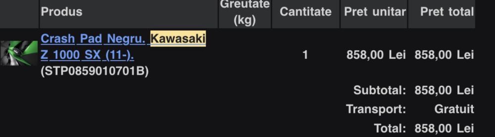 Vand Kawasaki Z1000SX 2012 ABS