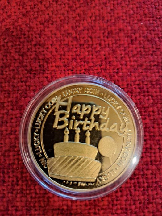 Уникална позлатена монета с пожелание Честит Рожден Ден