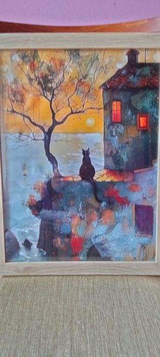 Средиземноморска Прибрежна Сцена-Жива Морска Картина с Балкон,