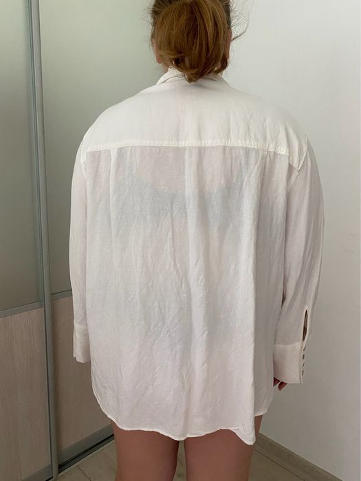 Рубашка лен молочная H&M