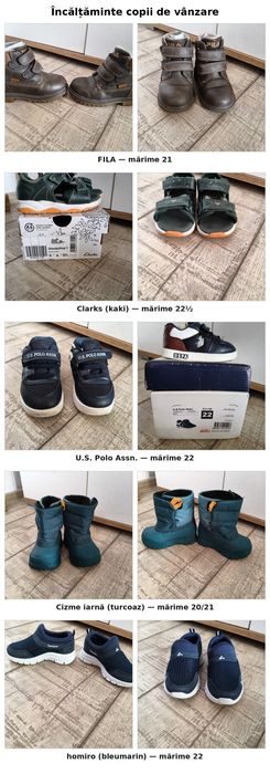 Papuci copii (Polo, Fila, Decathlon)