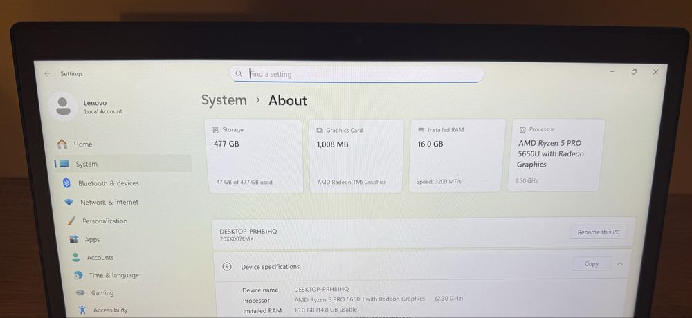 Lenovo Thinkpad T14 Gen2 CA NOU ! Ryzen 5 Pro 16GB ! T490 T495 Gen1