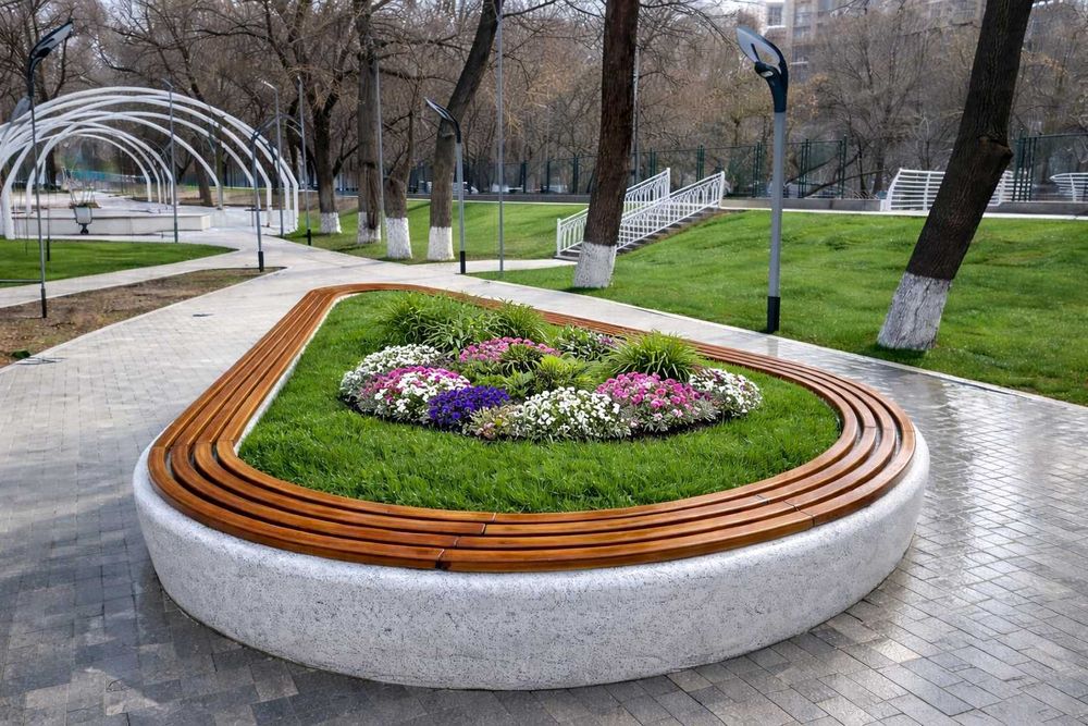 бетонная скамейка уличная садовая beton hovli skameykasi park