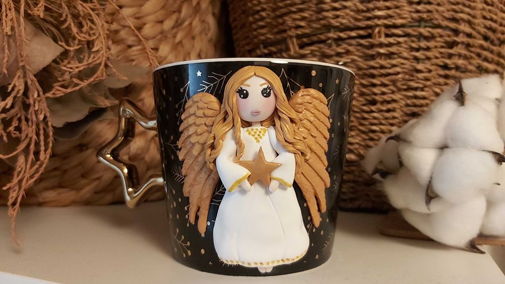 Cadou deosebit cana inger din fimo handmade