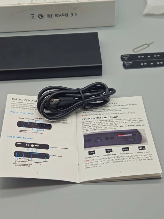 Скрита Full HD камера Power Bank, нощно виждане и детекция на движение