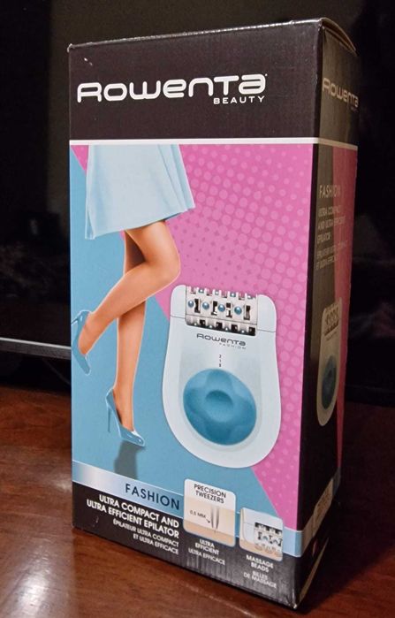 Epilator Rowenta Fashion EP1025, 24 pensete, 2 viteze, Alb/Bleu