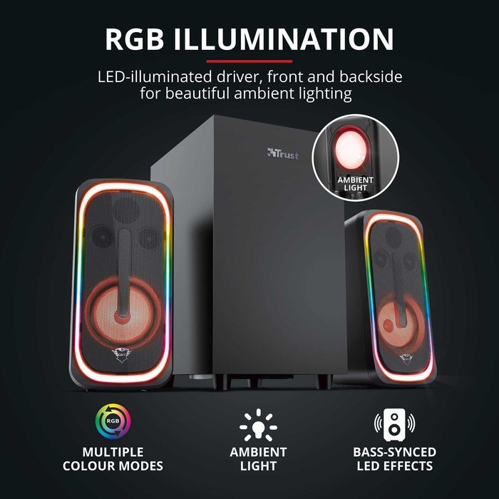 Boxe PC, Consola RGB TRUST GXT 635 RUMAX 2.1 40W Subwoofer Bluetooth