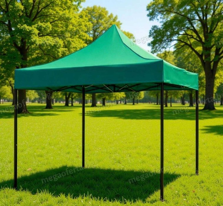 Сгъваема Шатра 3х3 с Усилена Конструкция и Зелено Гумирано Покривало