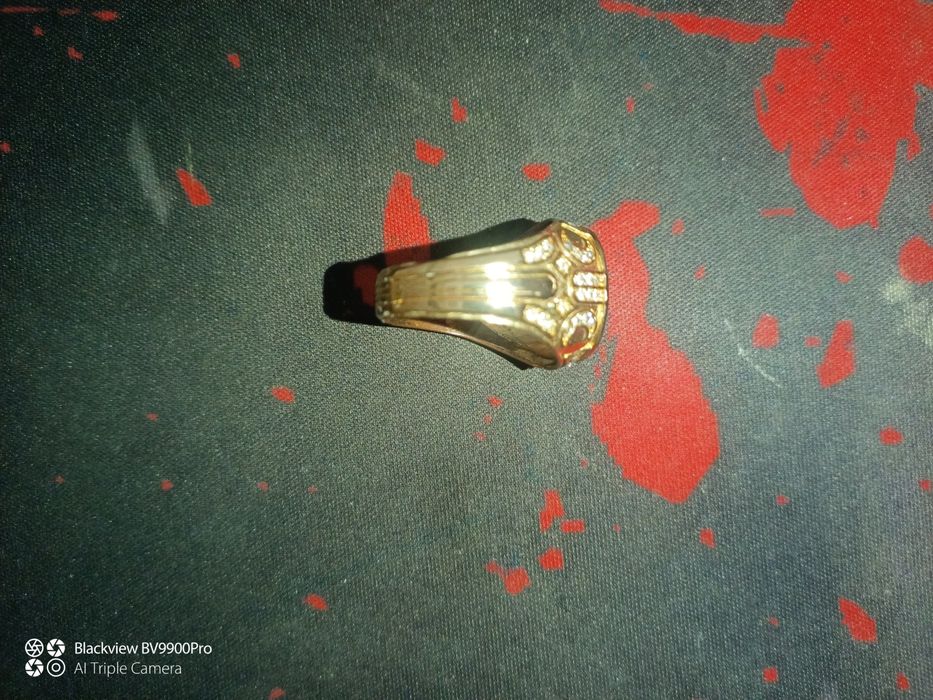 Ghiul mare placat cu aur 14 k  pt barbati  cu pietre zirconiu