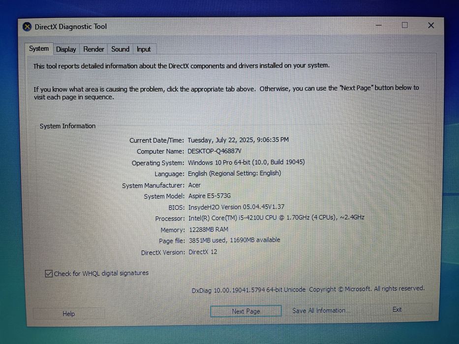 Vand laptop Acer Aspire E5-573G-56KR
