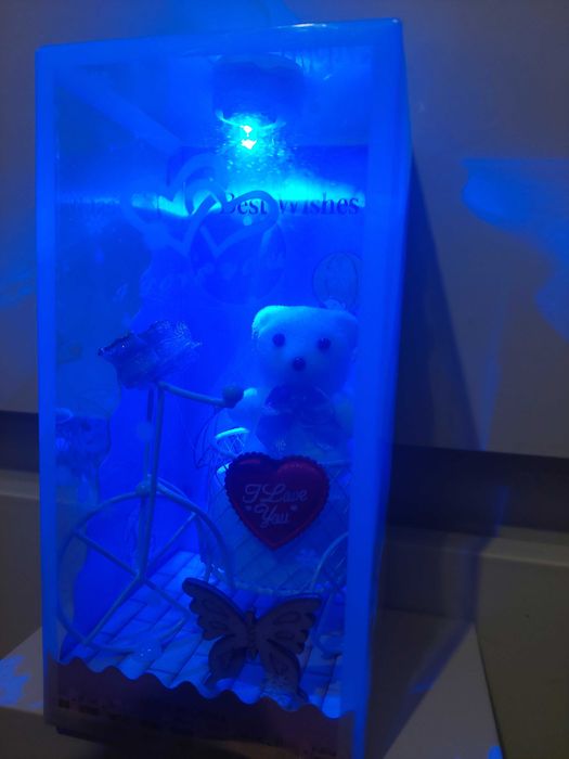 Cutie cadou cu ursulet pe bicicleta cu instalatie