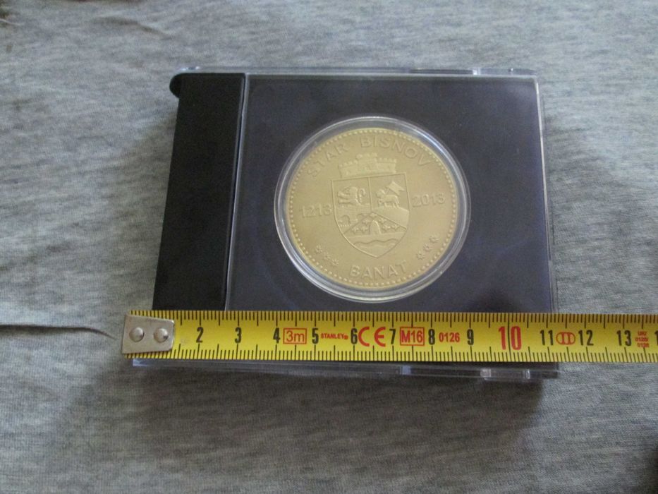 Medalie placata cu Aur, Star Bisnov 1213-2013 Banat. diametru 5 cm, proof