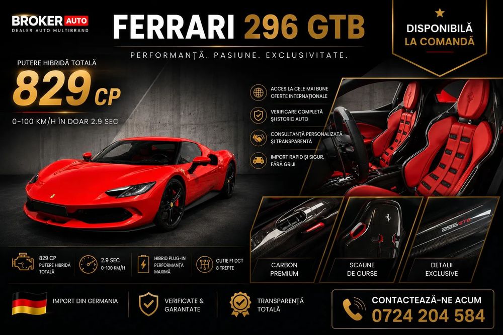 Ferrari 296 GTB Carbon Racing Seats | Lift | 360° Camera | HUD | Garantie | Netto