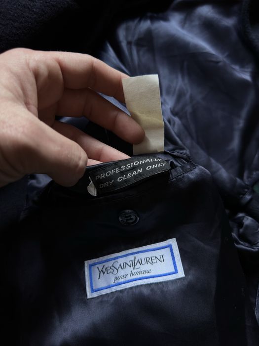 Overcoat balmacaan palton pardesiu Yves Saint Laurent wool navy