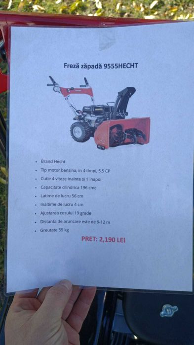 Freza de zapada Hecht 5.5cp latime 56cm cu far