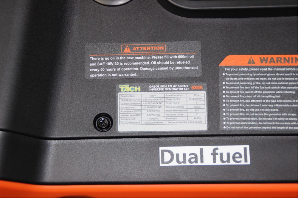 Инверторен генератор TACH 6000iE Dual Fuel-4.5-4.8kW (бензин/газ)