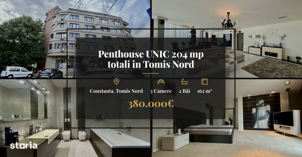 Penthouse UNIC 204 mp totali in Tomis Nord Constanta mobilat si utilat