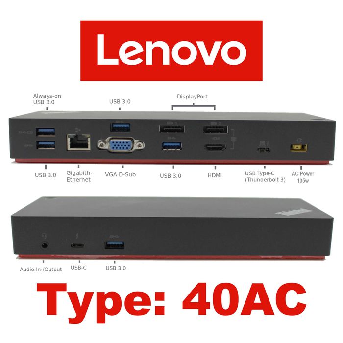 Dock Lenovo ThinkPad Thunderbolt 3, Dell WD19, HP USB-C Dock G4