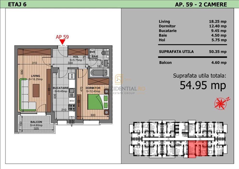 Apartament 2 camere de vanzare, incalzire in pardoseala, Metalurgiei