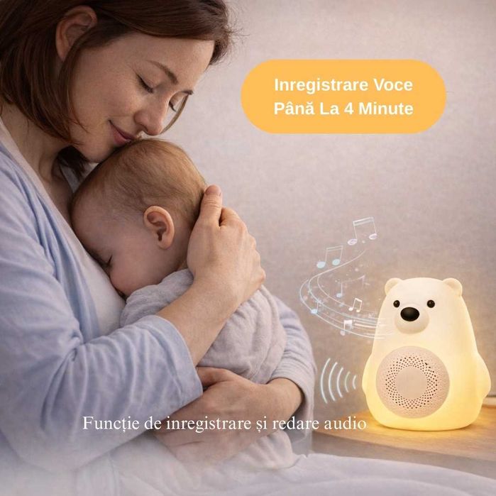 Dispozitiv Portabil/Lampa Veghe Ursulet Cu 30 Sunete Albe Si Naturale