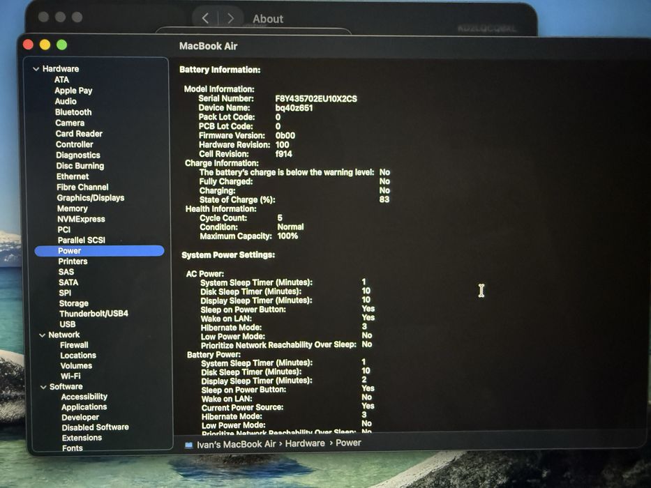 Лаптоп MacBook Air 13” M3 16GB RAM 512GB Midnight Blue ! ЧИСТО НОВ !