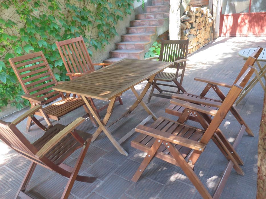 Тиково дърво ,сгъваем, стол-2бр.,маса-2бр.,