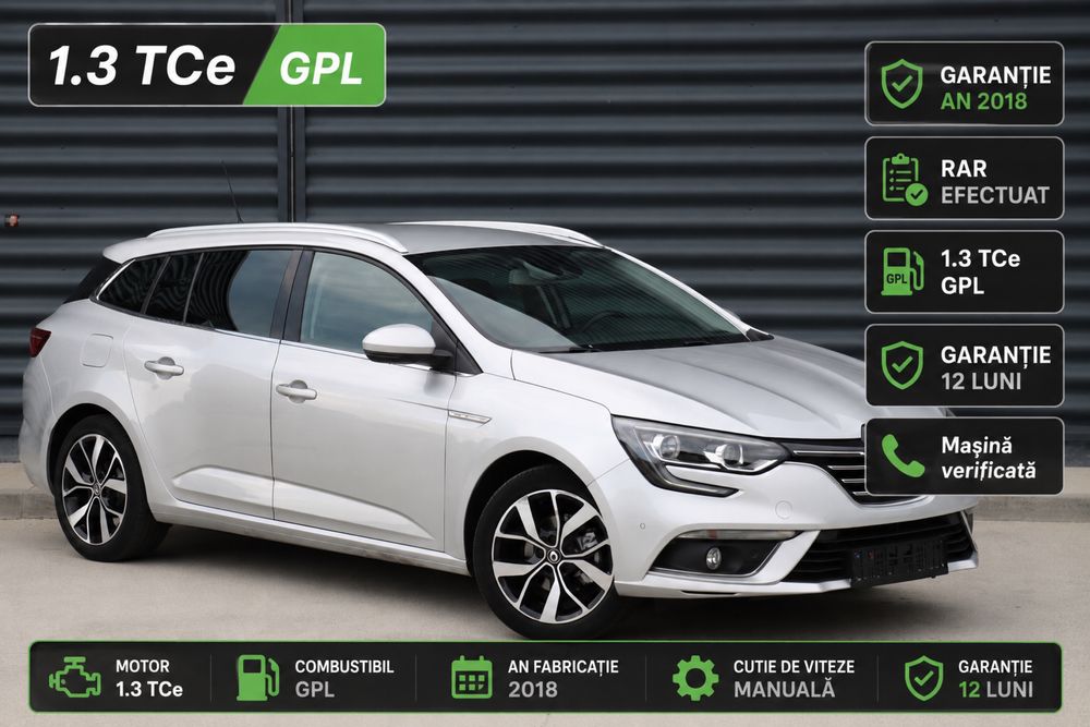 Megane 4 Bose an 2018 Motor 1.3 Tce 140 cp cu GPL,  RAR efectuat