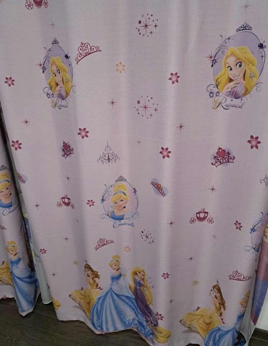 2 perdea și 3 draperie, elegante, camera fetita roz mov cu printese