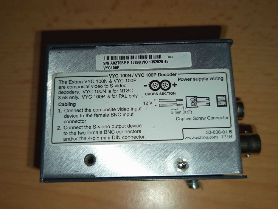 Видео -S video декодер Extron Versa Tools VYC100N
