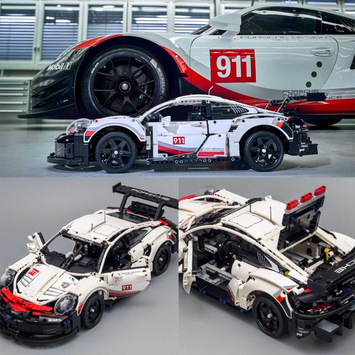 CURAND Masina TIP L Porsche 911 RSR + KIT RC LED LUMINI 42096 50cm