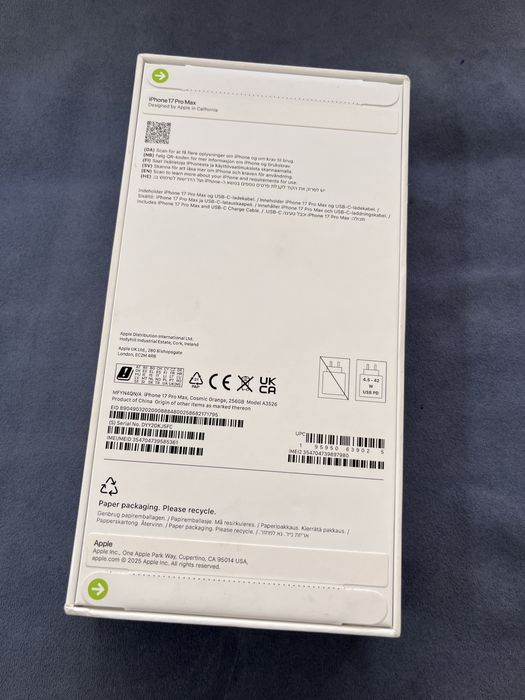 iPhone 17 Pro Max , NOU SIGILAT , 256 Gb , Neverlock , Cosmic Orange