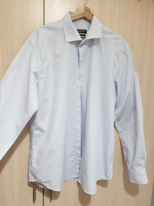 Бяла риза от памук в ситен фигурален принт, ХL Teodor