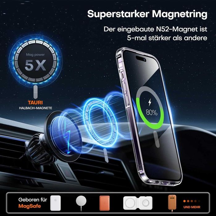 TAURI iPhone 14 Pro Husa MagSafe Transparenta + Sticla 9H
