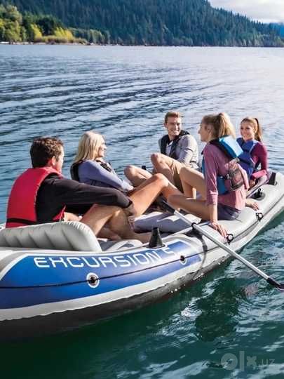Intex 68324 Надувная лодка Excursion алюминевые вёсла+насос