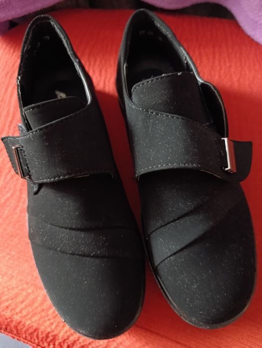 Pantofi negri comozi, piele intoarsa, noi, 37,5