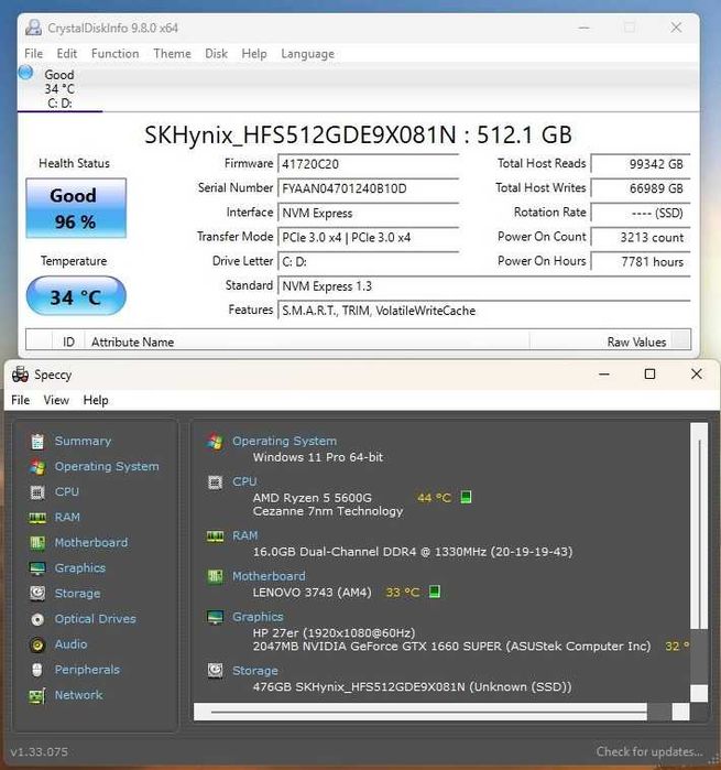 PC gaming Ryzen™ 5 5600g/ GTX 1660 Super 6 GB/ 16 Gb RAM/ SSD M2 500GB