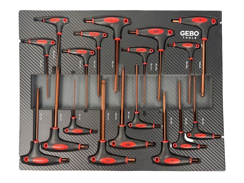 Модул за шкаф с торкс имбус в инч с дръжка т, 18 части gebo tools