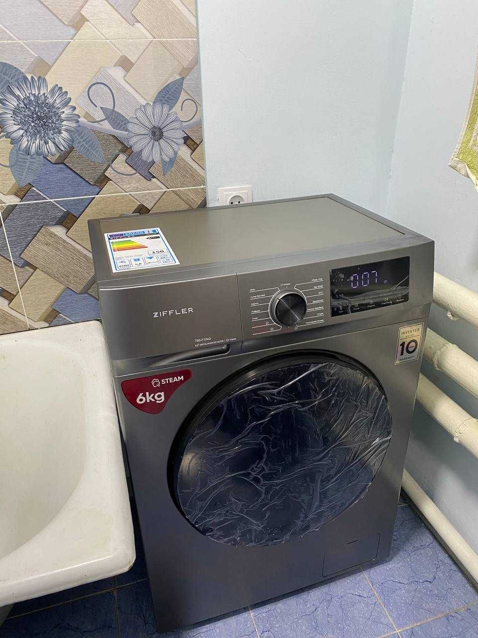 Стиральная машина Зиффлер/Ziffler 6kg t60-f1ing серая Invertor Акция ...