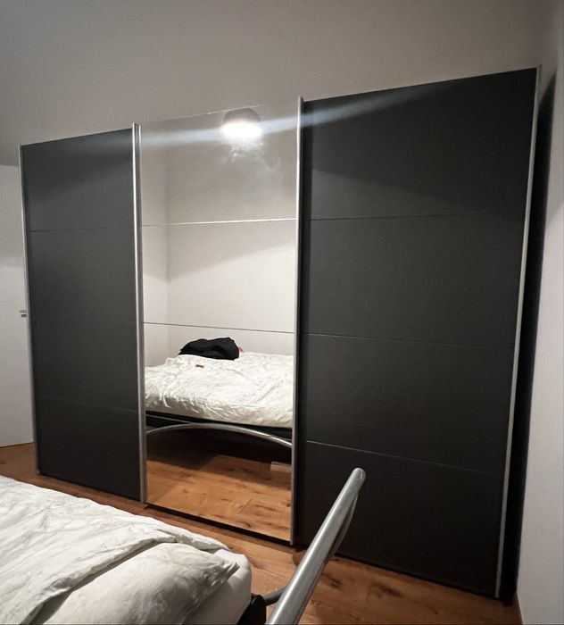 Dressing/Dulap 270/212/68 cm 3 usi culisante gri antracit si oglinda