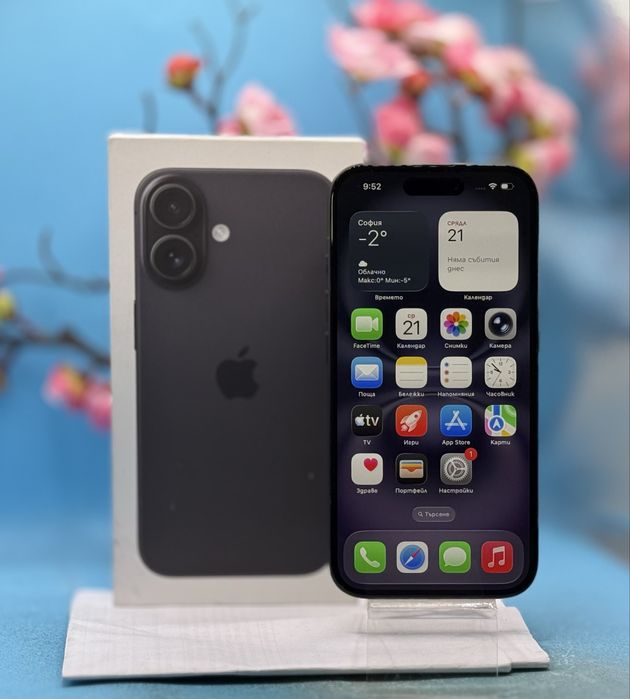 ГАРАНЦИОНЕН!!! Apple iPhone 16, 128GB, 5G, Black