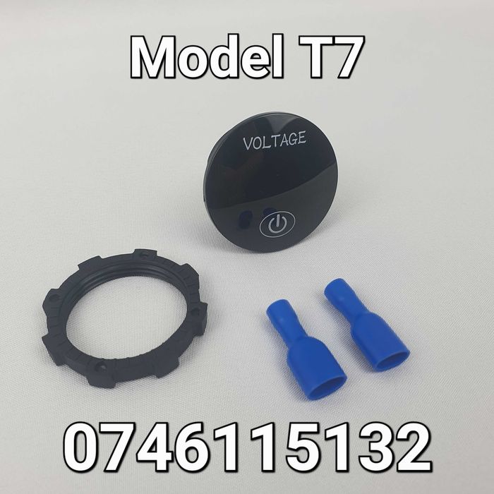 Voltmetru Auto Moto Atv Tractor-Cu Buton Tactil-2 Functii-Universal-T7