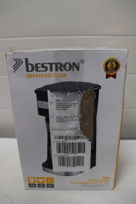 Кафе машина Bestron с изолирана чаша, черна/сребриста