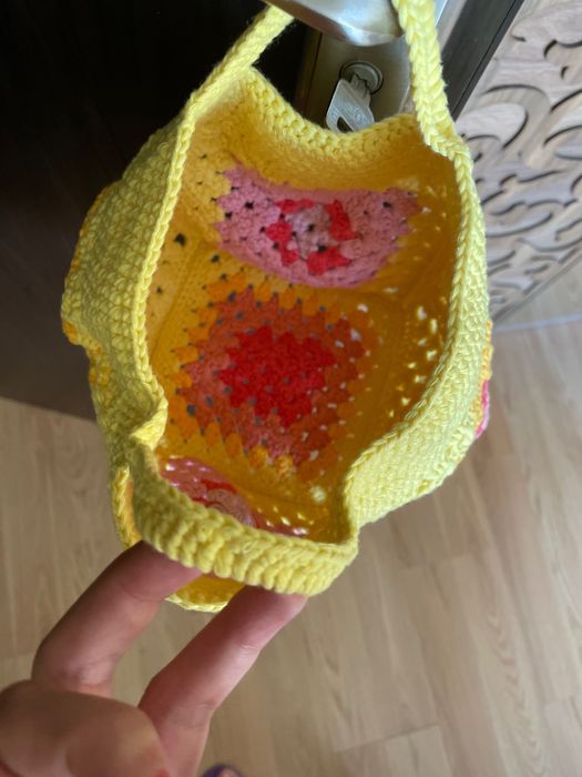 Дамска чанта на една кука, ръчна изработка от 100 % памук