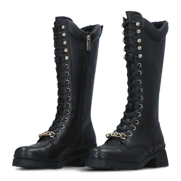 %ПРОМО%до 31.01!LIU JO № 38 – Дамски ботуши естествена кожа "BLACK & G