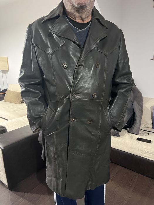 Geacă bărbați, lungă din piele