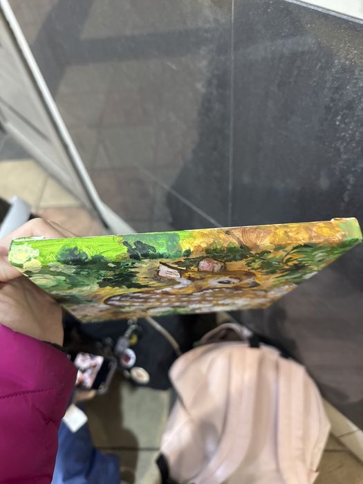 Картина олененок в лесу