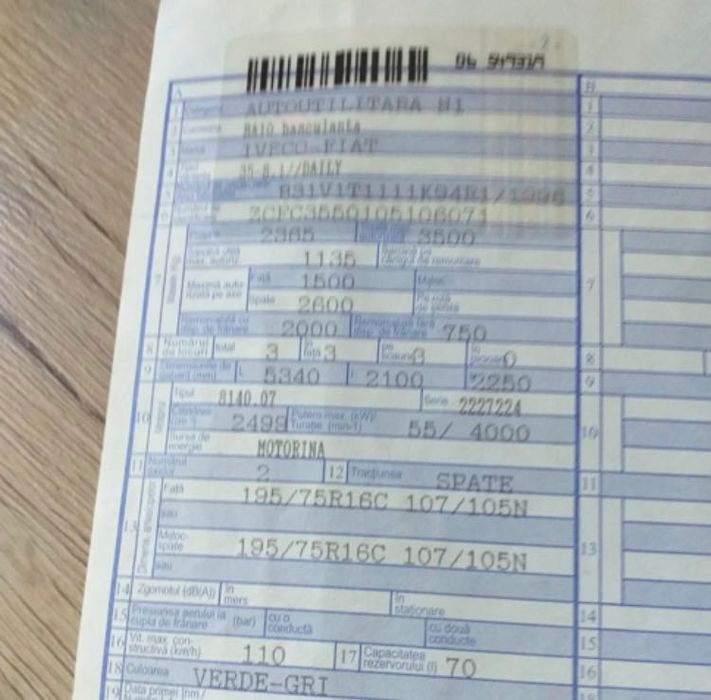 Camioneta Iveco basculantă