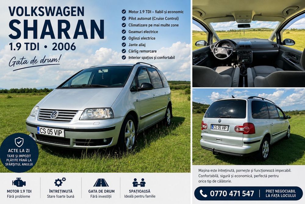 VOLKSWAGEN  sharan 1.9 TDI • AN  2006 GATA DE DRUM
