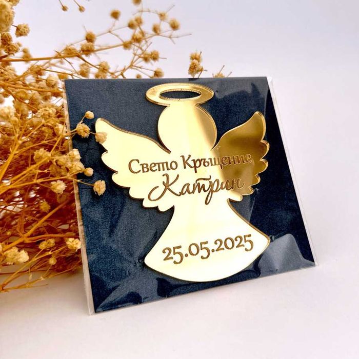 Подаръци за гости за кръщене, Фигурка Ангелче за Кръщене Мече, Криле