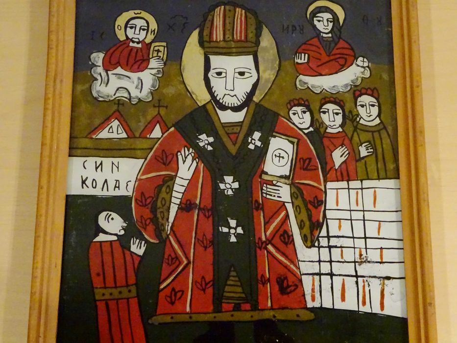 Icoana Sfantul Nicolae, pictura pe sticla de Feur Gheorghe, Nicula